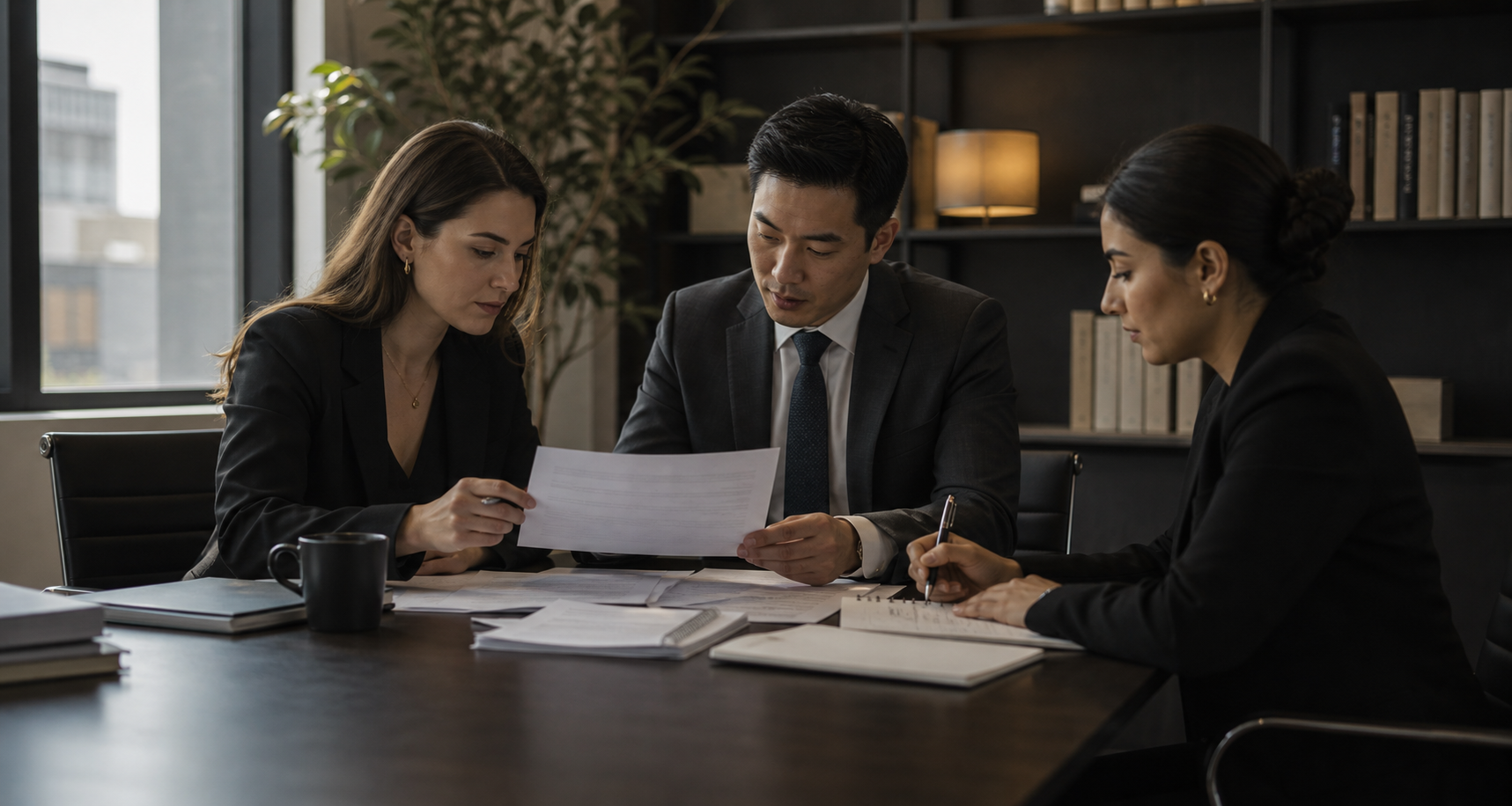 Attorneys reviewing legal documents together